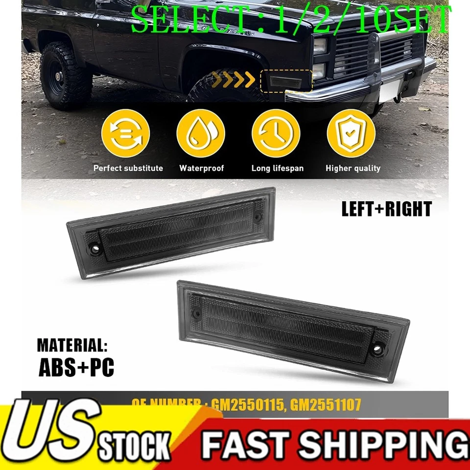 Carcasa de luz marcadora lateral guardabarros delantero ahumado para Chevrolet K5 Blazer 81-91 1~10 Foto 1 de 4