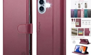Compatible with iPhone 16 Plus 6.7" Wallet Case with RFID Blocking Credit Card - Picture 1 of 7