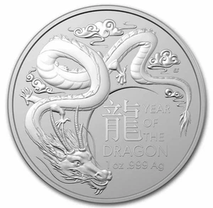 2024 Year of the Dragon Royal Australian Mint 1oz .999 Silver Gem BU in Capsule - Picture 1 of 5