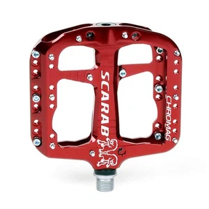 Chromag Scarab Flat Pedals 110 x 105mm Platform Aluminum 9/16 Inch Red - Picture 1 of 1