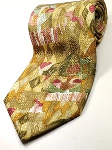 ERMENEGILDO ZEGNA Vintage Made in ITALY 100% Seide Krawatte Herren Grün Gold Rosa NEU - Bild 1 von 5