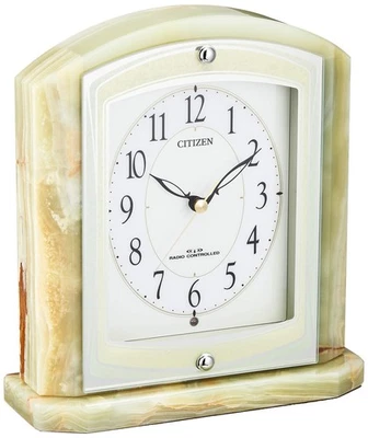 RHYTHM Citizen Parla Fine R400 Analog Radio-Controlled Table Clock 8RY400-005 - Image 1 of 4