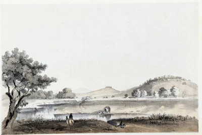 1855  CENTRAL CALIFORNIA - Chowchillas River LITHOGRAPH VIEW Original - Image 1 of 2