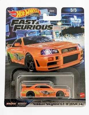 Nissan Skyline GTR (BNR34) naranja R34 Hot Wheels Premium Fast & Furious 5/5 Foto 1 de 2