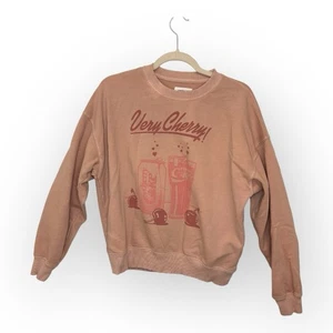 American Eagle Cherry Coke Retro Graphic Sweatshirt Womens Small Pink - Picture 1 of 7