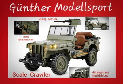 Amewi Jeep Willys MB Scale Crawler 4WD 1:14 RTR grün, 22737  Günther Modellsport - Bild 1 von 4