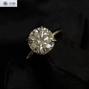IGI 2.50Ct F VS1 Lab Grown Diamond Engagement Ring Solid 14k Two-Tone Gold - Picture 1 of 9
