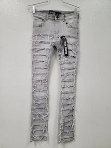 Pantalones de mezclilla Focus Kids gris lavado medio desgastados talla 16 - Imagen 1 de 7
