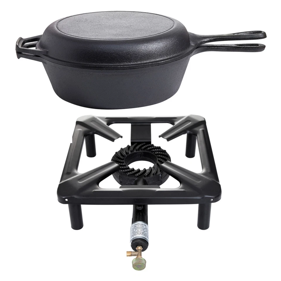 Paella World Hockerkocher-Set klein 30x30x14 cm mit Gusspfanne/Gusstopf Ø 26 cm  - Bild 1 von 1