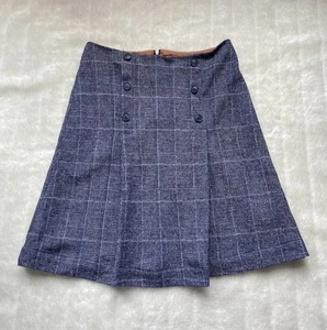 White Stuff Rock 10 blau kariert Wolle Boho Retro Büro Arbeitskleidung adrett - Bild 1 von 13