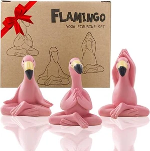 Yoga Flamingo Deko Figuren Miniatur Gartendeko für Außen, scurrile Rosa Flamingo - Bild 1 von 7