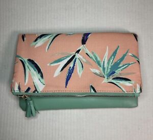 Rachel Pally Clutch Vegan Purse Bag Case Floral Pink |Teal Zipper Tassel Closure