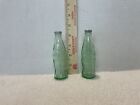 vintage coca-cola glass salt and pepper shakers green glass clear pre-owned