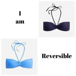 J Crew Blue Reversible Bandeau Bikini Top XS - Picture 1 of 3