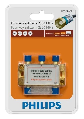  Philips SDW5012W/27 4-way Digital Splitter Indoor/Outdoor 5-2300 MHz New  - Image 1 of 1