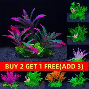 Multiple Colors of Artificial Plastic Water Grass Plants Fish Tank Aquarium Deco - Picture 1 of 34