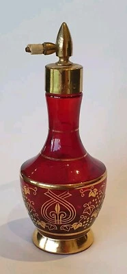 Vintage Mikado Glass Perfume Bottle Red & Gold - image 1 of 4
