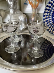 Silver Leaf Libbey Vintage 1970's Liquor Cocktail 4-7/8'' Glasses Set of 4 - Picture 1 of 7