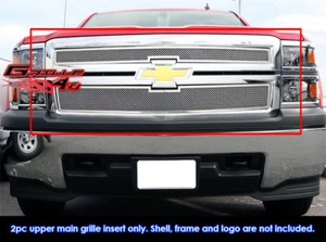 Fits 2014-2015 Chevy Silverado 1500 Stainless Mesh Grille Inserts - Picture 1 of 2