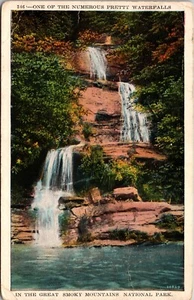 Cascata al Parco Nazionale di Smoky Mountain Tennessee cartolina posteriore divisa F1 - Foto 1 di 2