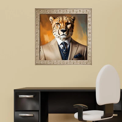 Cheetah in Tailored Suit Wall Sticker 3D Frame Effect Mural Poster Decor P024 - Image 1 of 3