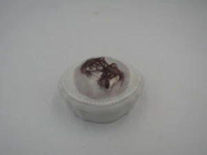 Vintage Jewelry Trinket Box w Lid Painted Wolves Ceramic -Charles Towne Landing - Picture 1 of 6