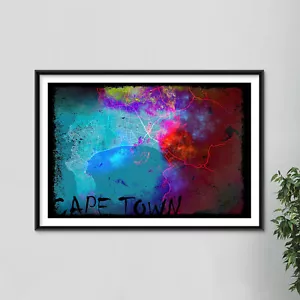Cape Town, South Africa Map "Colourboo" - Art Print Poster Gift - Picture 1 of 7