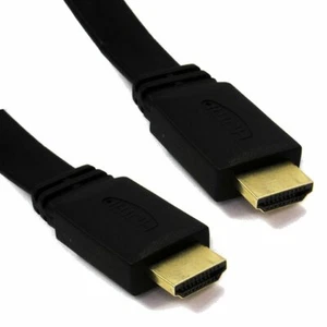 Long Flat HDMI Male to Male High Speed With Ethernet Cable LED PS4 Gold Lead 3D - Picture 1 of 2