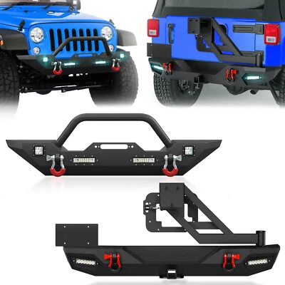Front / Rear Bumper for 2007-2018 Jeep Wrangler JK JKU Unlimited with LED Lights - Image 1 of 4