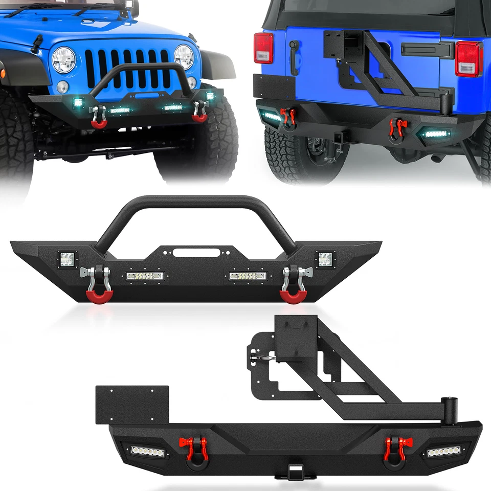Front / Rear Bumper for 2007-2018 Jeep Wrangler JK JKU Unlimited with LED Lights - Image 1 of 4
