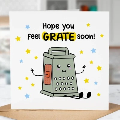 Funny Get Well Soon Card, Feel grate soon, Quirky Cute Greeting Card, Fun - Image 1 of 4