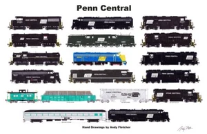 Póster horizontal Penn Central 11""x17"" firmado por Andy Fletcher - Imagen 1 de 1