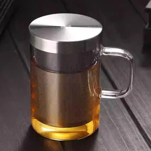 500ml Teetasse Glas Tasse mit Edelstahl Sieb und Deckel Teeglas Teebecher - Bild 1 von 14