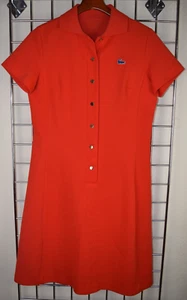 Lacoste Dress VTG 70s Classic Style Vibrant Orange Red Sz S/M Blue Crocodile - Picture 1 of 12