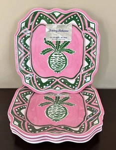 Neu! Set 4 MELAMIN Tommy Bahama Ananas rosa grün Melamin Salatteller - Bild 1 von 2