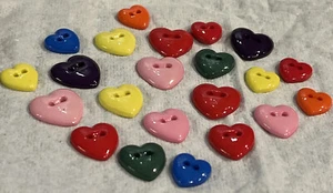 NEW Buttons Galore - Primary Hearts - Craft Sewing Scrap 24pcs - Picture 1 of 5