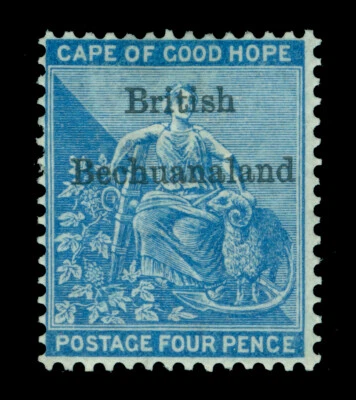 BECHUANALAND 1886  Hope Seated  4p blue  Scott # 1 mint MH VF - Image 1 of 2