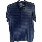 Members Mark Active Performance Mens Striped Polo Blue Golf Shirt Size Large