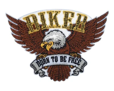 Born to be Free Biker Adler Patch | Motorrad Kutten Aufbügler, USA Rückenpatch - Bild 1 von 4