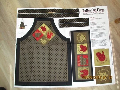 1 Wonderful "Polka Dot Farm Adult Apron" Sewing Fabric Panel - Image 1 of 2