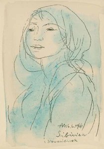 Münch, Armin (1930 Rabenau – 2013 Rostock)  „Mädchen in Nowosibirsk“ koloriert - Bild 1 von 4