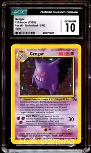 CGC 10 GEM MINT Gengar 5/62 HOLO RARE Fossil Pokemon Card CS6-007