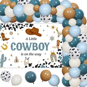 Cowboy Baby Shower Decorations for Boy Western Rodeo Theme Retro Blue Balloon... - Picture 1 of 6
