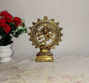 Tanzende Shiva Statue Messing Nataraja Tisch Skulptur Ecktisch Deko CA255 - Bild 1 von 9