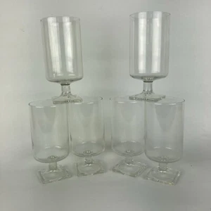 MCM Vintage Trinkgläser Set 6 Zylinder eckig Fuß 12oz Getränkewasser - Bild 1 von 8