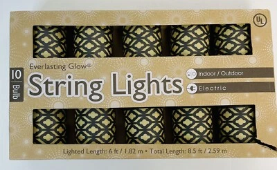 Everlasting Glow - Brown Wire Lantern String Lights 10 Patio Indoor Outdoor - Image 1 of 4