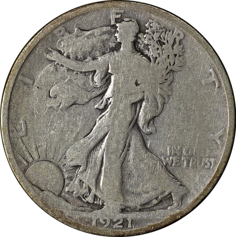 1921-P Walking Liberty Half Nice VG Key Date Great Eye Appeal Nice Strike Cover