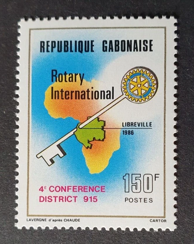 1986 REP GABONAISE GABON FRANCE ROTARY INTERNATIONAL 150F VF MNH - Image 1 of 1