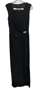 Tiana B. Formal Gown 10 Black Wrap Elegant Rhinestone Gold Waist Clip Gala - Picture 1 of 10