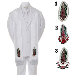 6PC Baby Toddler Kid Teen Boys Communion Baptism White Tuxedo Suit Stole SM-20 - Picture 1 of 8